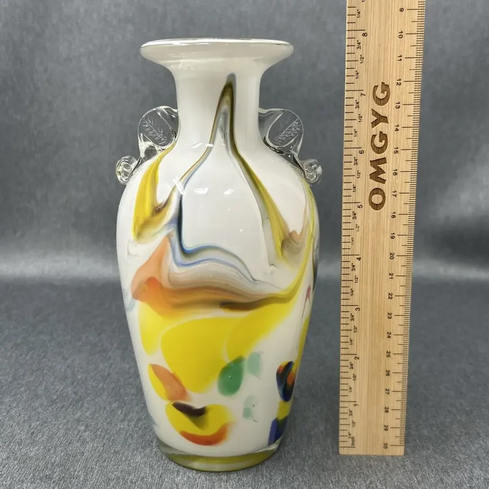 Vintage Mid Century Style Cased Glass Vase 8